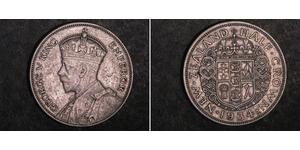 1/2 Corona Nuova Zelanda Argento Giorgio V (1865-1936)