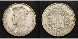 1/2 Corona Nuova Zelanda Argento Giorgio V (1865-1936)