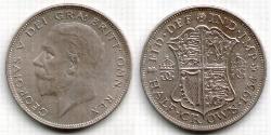 1/2 Corona Regno Unito (1922-) Argento Giorgio V (1865-1936)