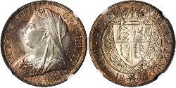 1/2 Corona Regno Unito di Gran Bretagna e Irlanda (1801-1922) Argento Vittoria (1819 - 1901)