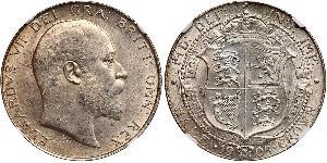 1/2 Corona Regno Unito di Gran Bretagna e Irlanda (1801-1922) Argento Edoardo VII (1841-1910)