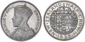 1/2 Crown Nouvelle-Zélande Argent George V (1865-1936)