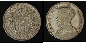 1/2 Crown Nueva Zelanda Plata Jorge V (1865-1936)
