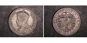 1/2 Crown Nueva Zelanda Plata Jorge V (1865-1936)