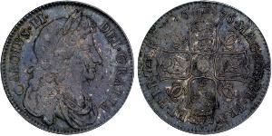 1/2 Crown Reino de Inglaterra (927-1649,1660-1707) Plata Carlos II (1630-1685)