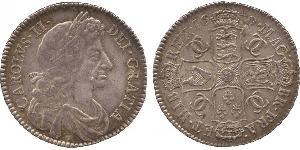 1/2 Crown Reino de Inglaterra (927-1649,1660-1707) Plata Carlos II (1630-1685)