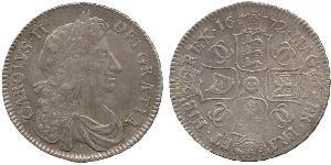 1/2 Crown Reino de Inglaterra (927-1649,1660-1707) Plata Carlos II (1630-1685)