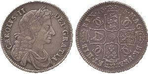 1/2 Crown Reino de Inglaterra (927-1649,1660-1707) Plata Carlos II (1630-1685)