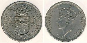 1/2 Crown Southern Rhodesia (1923-1980) Plata Jorge VI (1895-1952)