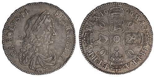 1/2 Crown Kingdom of England (927-1649,1660-1707) Silver Charles II (1630-1685)