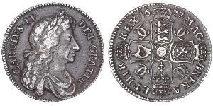 1/2 Crown 英格兰王国 銀 查理二世 (英格兰) (1630 - 1685)