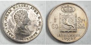 1/2 Daler Norvegia Argento Jean-Baptiste Jules Bernadotte (1763-1844)