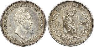 1/2 Daler Norvegia Argento Oscar I di Svezia (1799-1859)