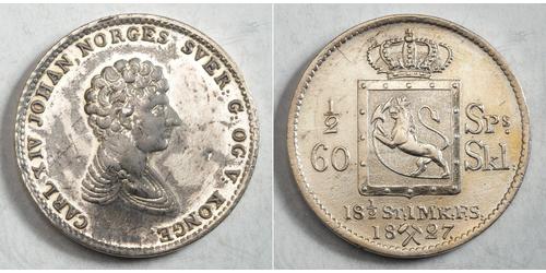 1/2 Daler Norwegen Silber Karl XIV. Johann (1763-1844)