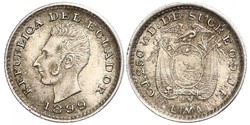 1/2 Decimo Ecuador (1830 - ) Argento 