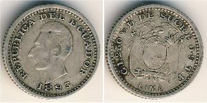 1/2 Decimo Ecuador (1830 - ) Silver 