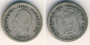 1/2 Decimo Ecuador (1830 - ) Silver 