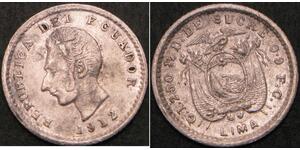 1/2 Decimo Эквадор (1830 - ) Серебро 