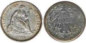 1/2 Dime / 5 Cent Estados Unidos de América (1776 - ) Cobre/Plata 