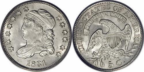 1/2 Dime / 5 Cent Estados Unidos de América (1776 - ) Cobre/Plata 