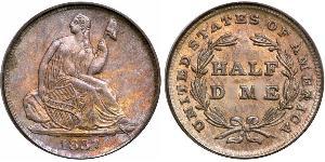 1/2 Dime / 5 Cent 美利堅合眾國 (1776 - ) 銀/銅 