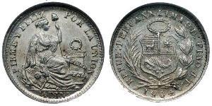 1/2 Dinero Perú Plata 