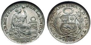 1/2 Dinero Peru Silber 