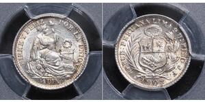 1/2 Dinero Peru Silber 