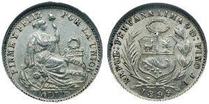 1/2 Dinero Peru Silber 