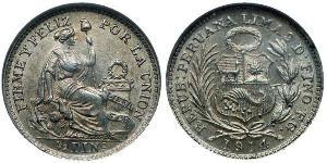 1/2 Dinero Peru Silber 