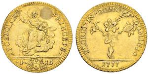 1/2 Doppia Stato Pontificio (752-1870) Oro Papa Pio VI ( 1717-1799)