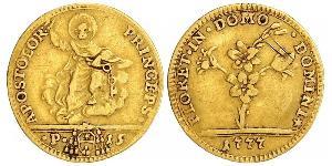 1/2 Doppia Папская область (752-1870) Золото Пий VI ( 1717-1799)
