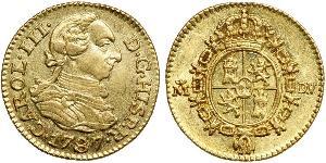 1/2 Escudo Spanisches Kolonialreich (1700 - 1808) Gold Karl III. von Spanien (1716 -1788)