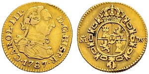 1/2 Escudo Spanisches Kolonialreich (1700 - 1808) Gold Karl III. von Spanien (1716 -1788)