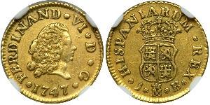 1/2 Escudo Spanisches Kolonialreich (1700 - 1808) Gold Ferdinand VI. von Spanien (1713-1759)