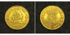 1/2 Escudo Imperio español (1700 - 1808) Oro Fernando VI de España (1713-1759)