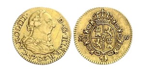 1/2 Escudo Impero spagnolo (1700 - 1808) Oro Carlo III di Spagna (1716 -1788)