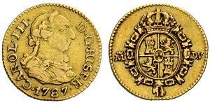 1/2 Escudo Impero spagnolo (1700 - 1808) Oro Carlo III di Spagna (1716 -1788)