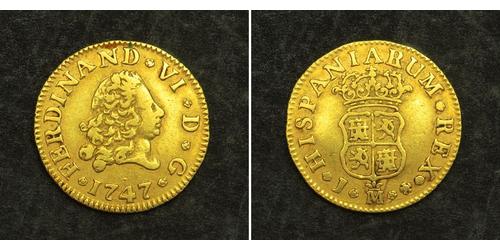 1/2 Escudo Impero spagnolo (1700 - 1808) Oro Ferdinando VI di Spagna (1713-1759)