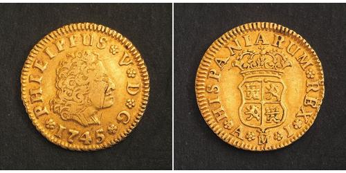 1/2 Escudo Spagna Oro Filippo V di Spagna (1683-1746)