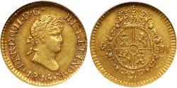 1/2 Escudo Virreinato de Nueva España (1519 - 1821) Oro Fernando VII de España (1784-1833)