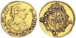 1/2 Escudo 西班牙帝國 金 卡洛斯三世 (西班牙) (1716 -1788)