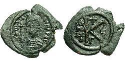 1/2 Follis Impero bizantino (330-1453) Bronzo Maurizio Tiberio (539-602)