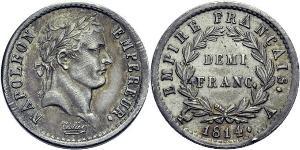 1/2 Franc Primo Impero francese (1804-1814) Argento Napoleone Bonaparte(1769 - 1821)