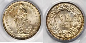 1/2 Franc Switzerland Copper/Nickel 