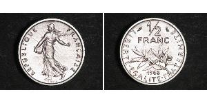 1/2 Franc Quinta República Francesa (1958 - ) Níquel 