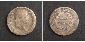 1/2 Franc Primer Imperio francés (1804-1814) Plata Napoleón Bonaparte(1769 - 1821)