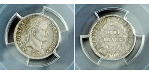 1/2 Franc Primer Imperio francés (1804-1814) Plata Napoleón Bonaparte(1769 - 1821)