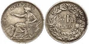 1/2 Franc Suiza Plata 