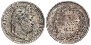 1/2 Franc France Silver Louis Philippe I of France (1773 -1850)